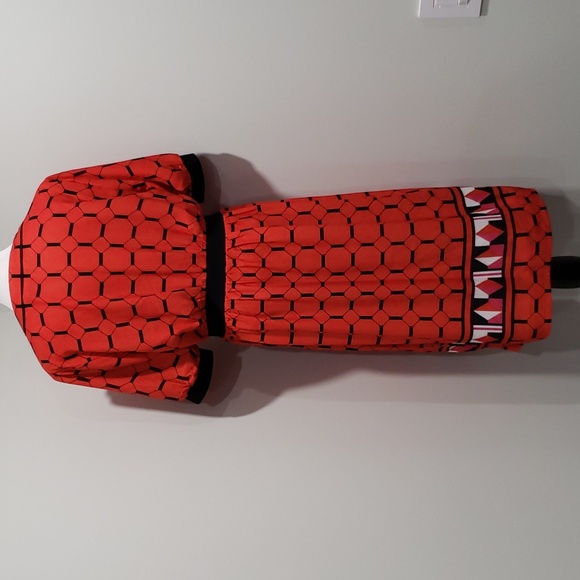 Ted Baker bright red Baker Valent Geo Print Zip Front Dress TB 4/ US 10 - Picture 4 of 6